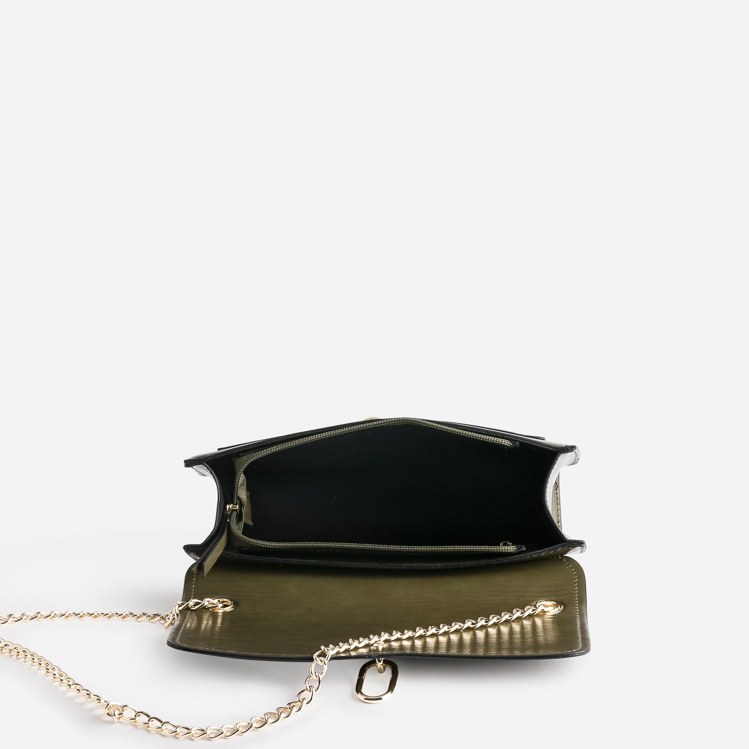 Sac à main kaki avec ouverture fantaisie
