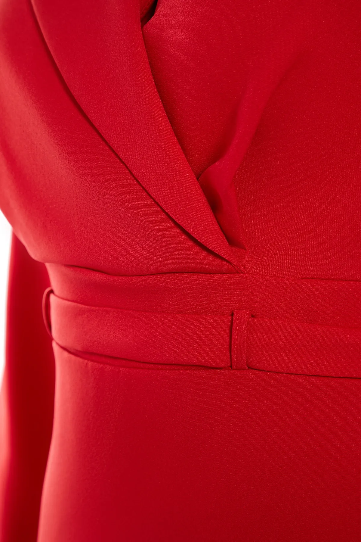 Trendyol Collection  Rotes Mini-Webkleid mit Jackenkragen TWOAW23EL00360