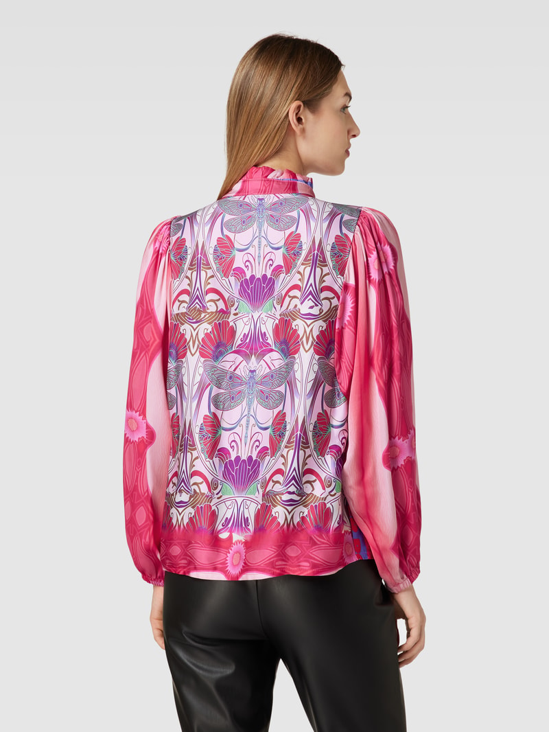 Bluse aus Viskose mit Allover-Muster Modell 'POWER TIGER' in pink