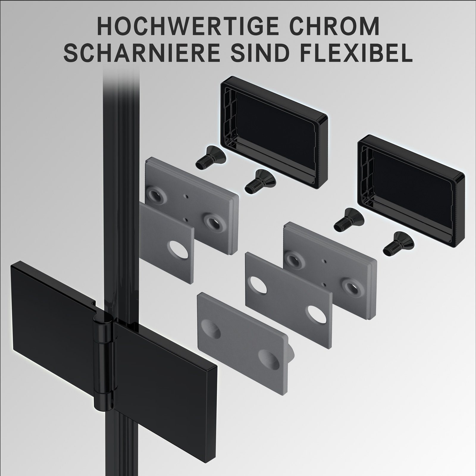 Boromal Badewannenaufsatz 3 teilig Faltwand Duschwand für Badewanne faltbar Badewannenfaltwand, Schwarz Chrom Milchglas Aluprofile, (Badewannenaufsatz Schwarz Chrom Milchglas, 120x140cm,130x140cm,140x140cm), Sicherheitsglas, Hebe- / Senkfunktion, Rec