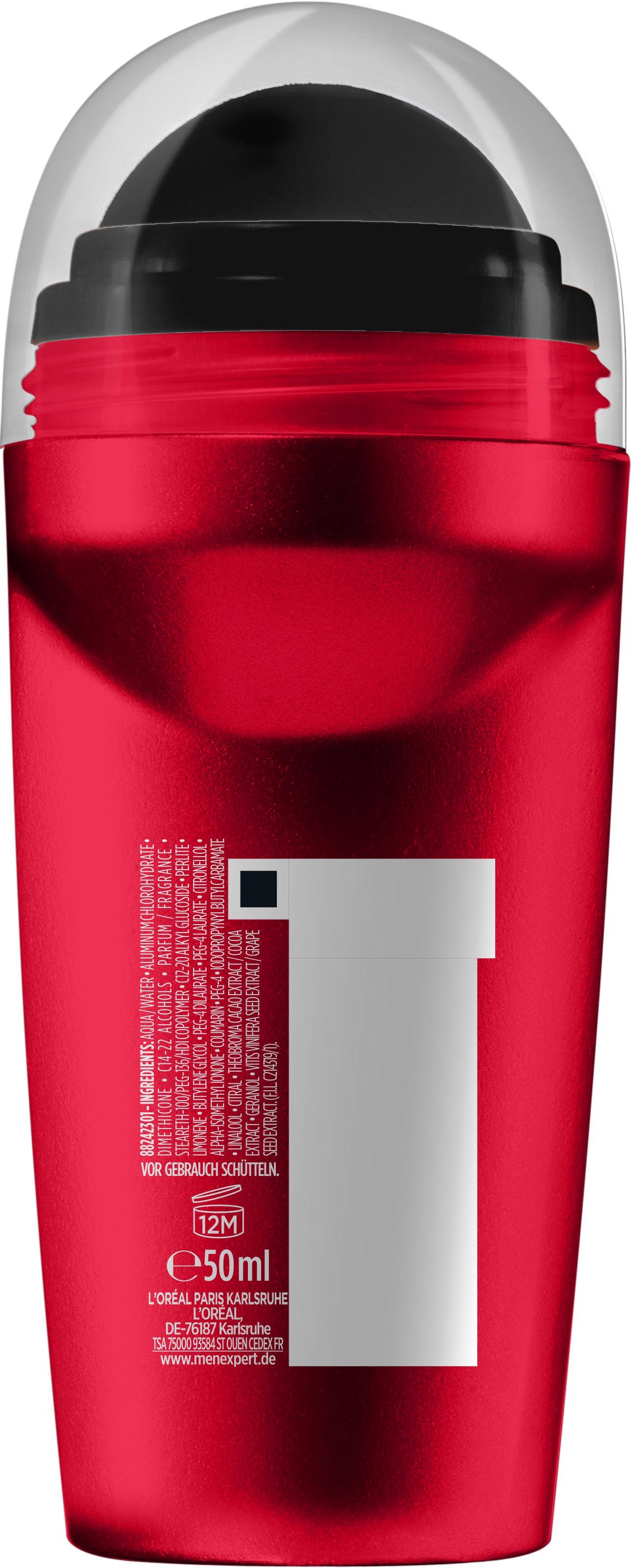 L'ORÉAL PARIS MEN EXPERT Deo-Roller Deo Roll-on Ultimate Control, Packung, 6-tlg.