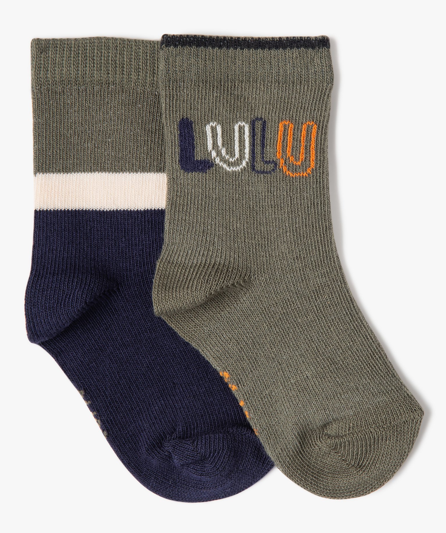 Chaussettes hautes avec motifs bébé fille (lot de 2) - Lul... kaki | GEMO