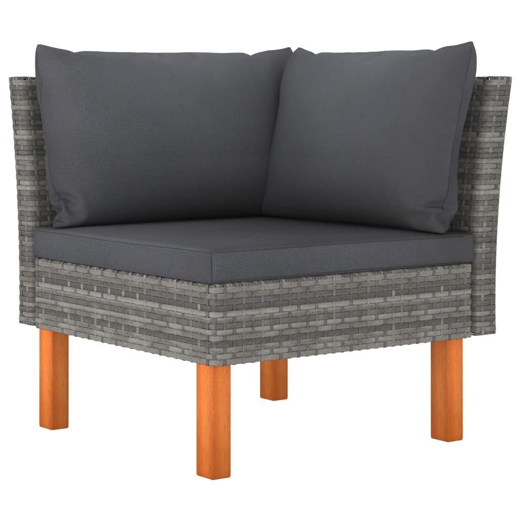 vidaXL Loungesofa 3-tlg. Garten-Lounge-Set Poly Rattan und Eukalyptus Massivholz, 1 Teile