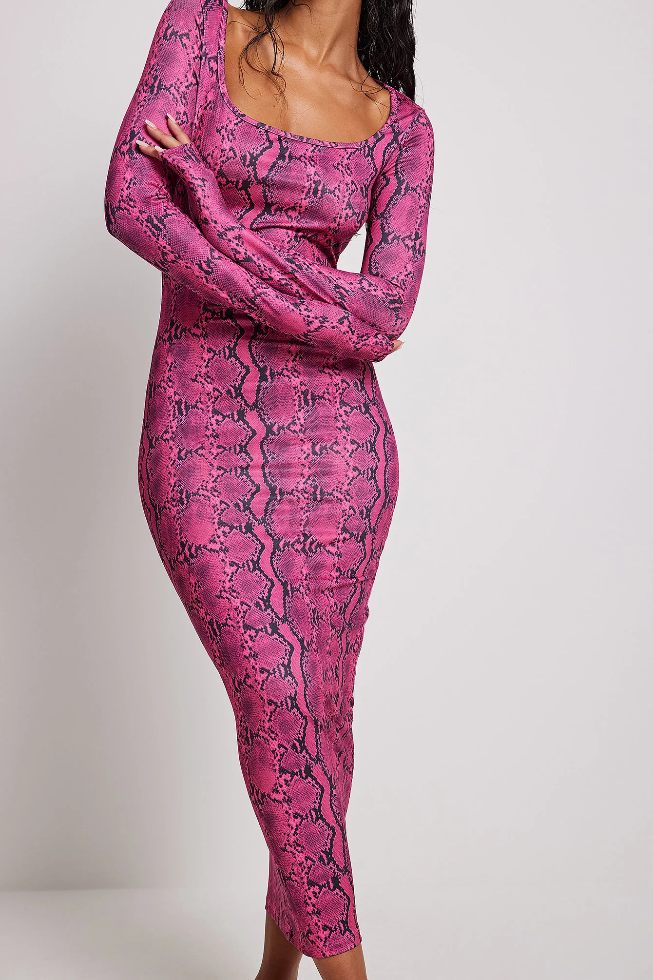 Bedrucktes Maxikleid mit quadratischem Ausschnitt