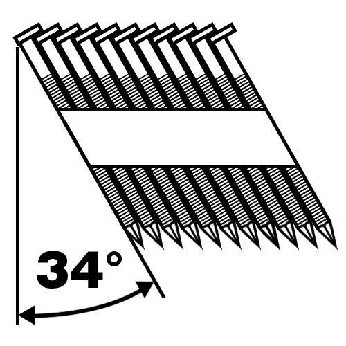 Anillo de clavos galvanizados DeWalt Accessories DNPT28R75G12Z de 34°, 2,8 x 75 mm, 2200 unidades