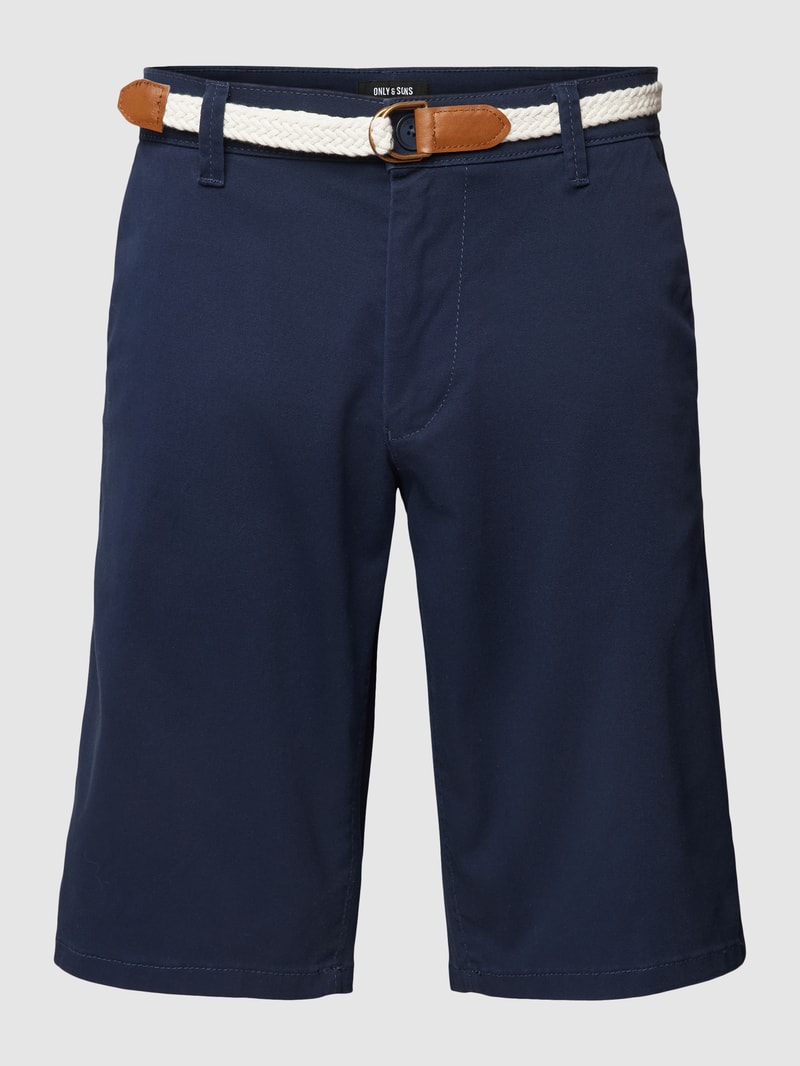 Chino-Shorts mit Gürtel Modell 'WILL' in dunkelblau