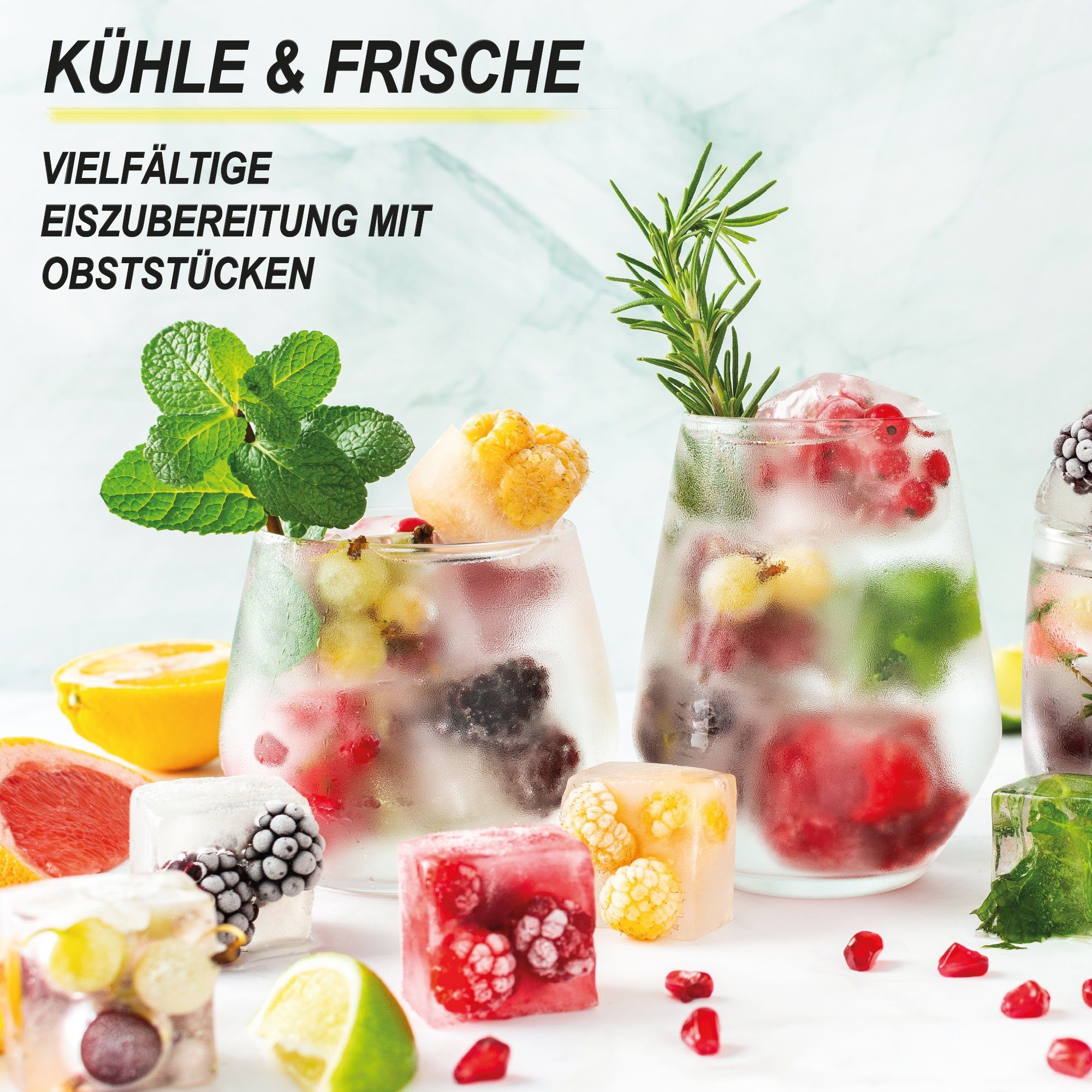Bestlivings Frischhaltedose Vorratsdose Set, Eiswürfelform mit Deckel, Eiswürfelbox für Gefrierschrank, Cocktail, Whisky, Wasser, Limo