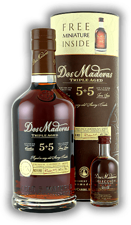 Dos Maderas Ron Anejo PX 5 + 5 Years Old mit Miniatur 0,05 Liter Selection Dos Maderas Ron Anejo PX 5 + 5 Years Old mit Miniatur 0,05 Liter Selection  Alter 5 + 5 J. - 0,75	 Liter - Vol 40%