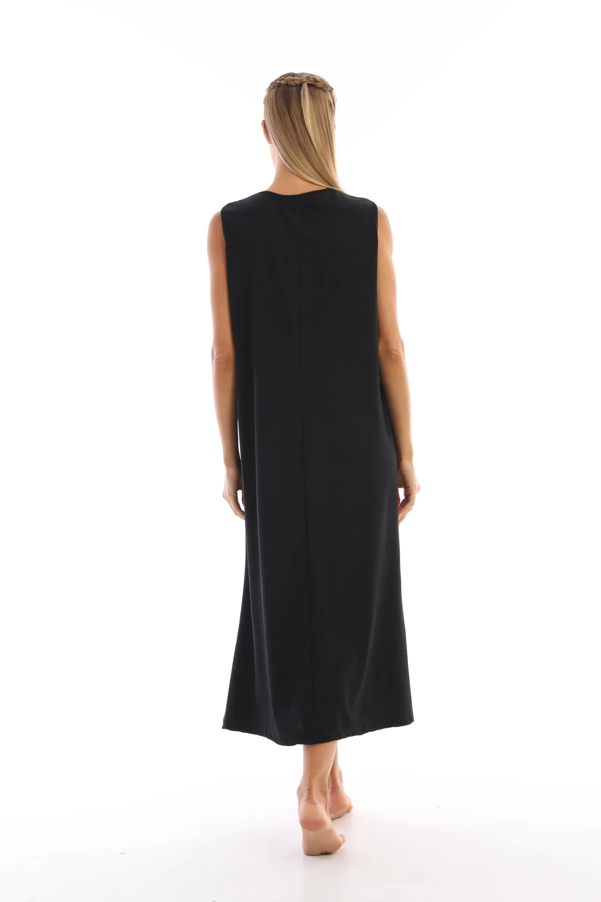medipek  Schwarzes, ärmelloses Kleid mit Unterrock