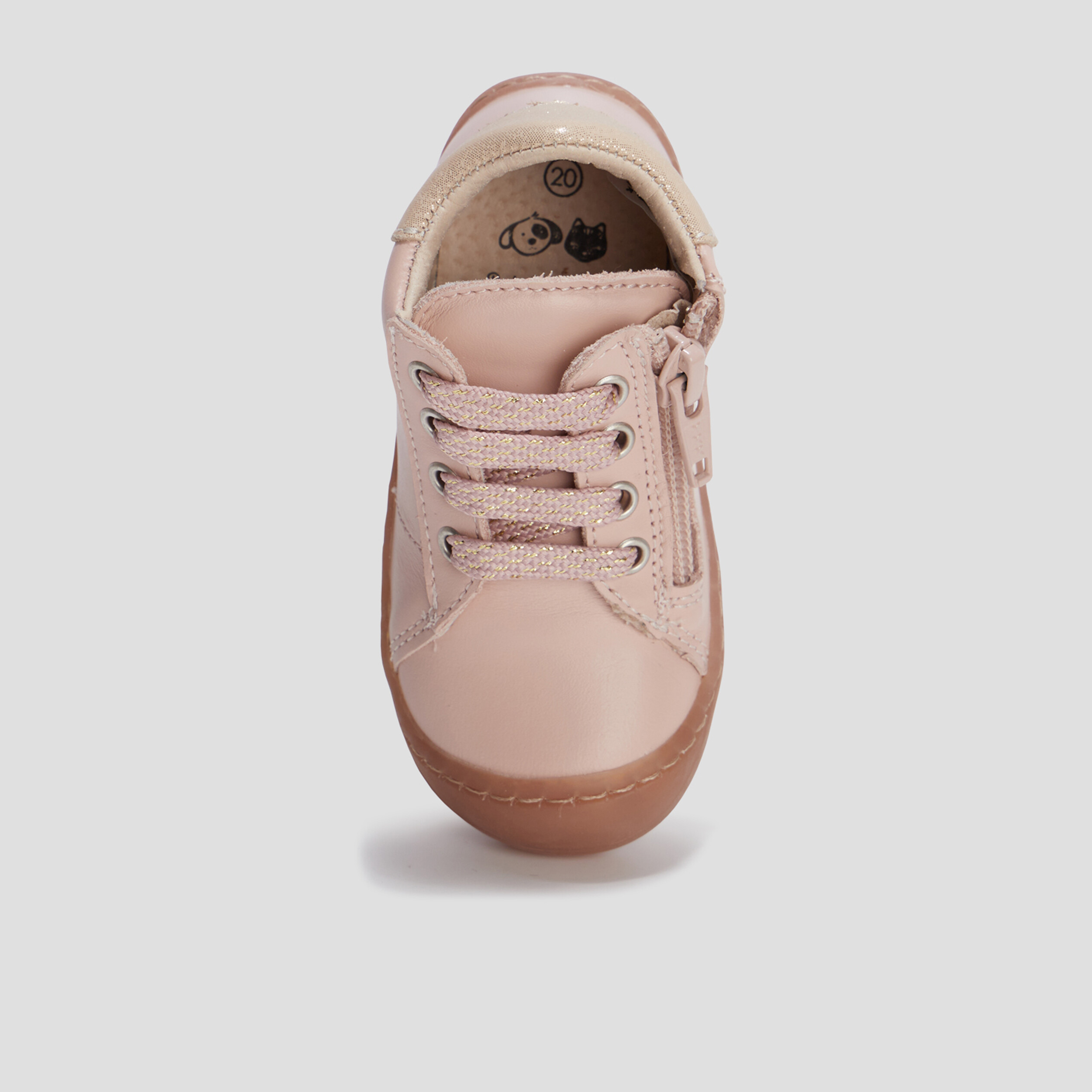 Bottillons zippés en cuir rose bébé fille | La Halle