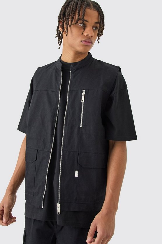 Schwarz Twill Utility-Tanktop