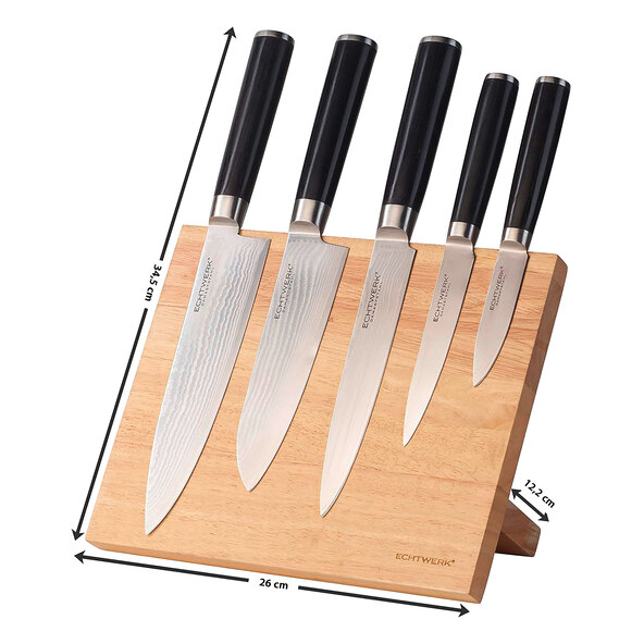 Damastmesser-Set, 5-tlg., inkl. Magnet-Messerblock