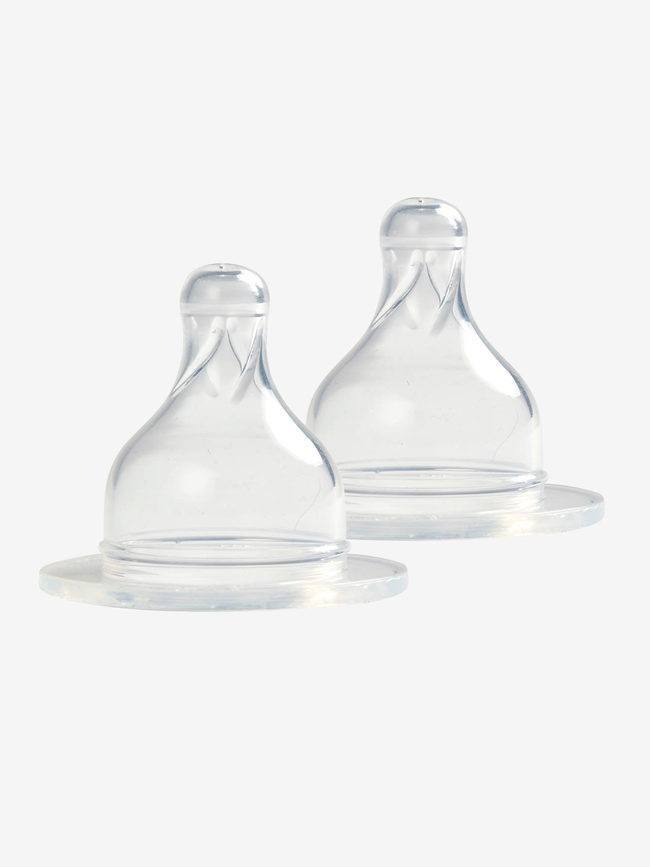 Lot de 2 tétines liquide épais pour biberons verre col large BÉABA transparent