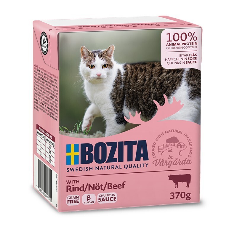 BOZITA Nassfutter BOZITA Häppchen in Soße 6x370g Rind