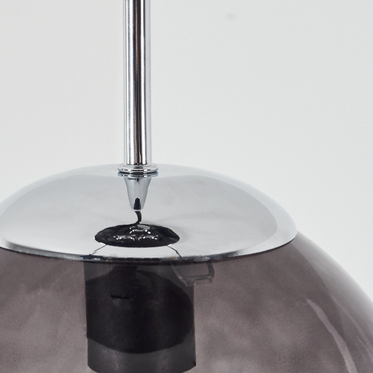 hofstein Hängeleuchte Arola runde Hängelampe aus Metall in chrom, ohne Leuchtmittel, mit Schirm Rauchglas, E27