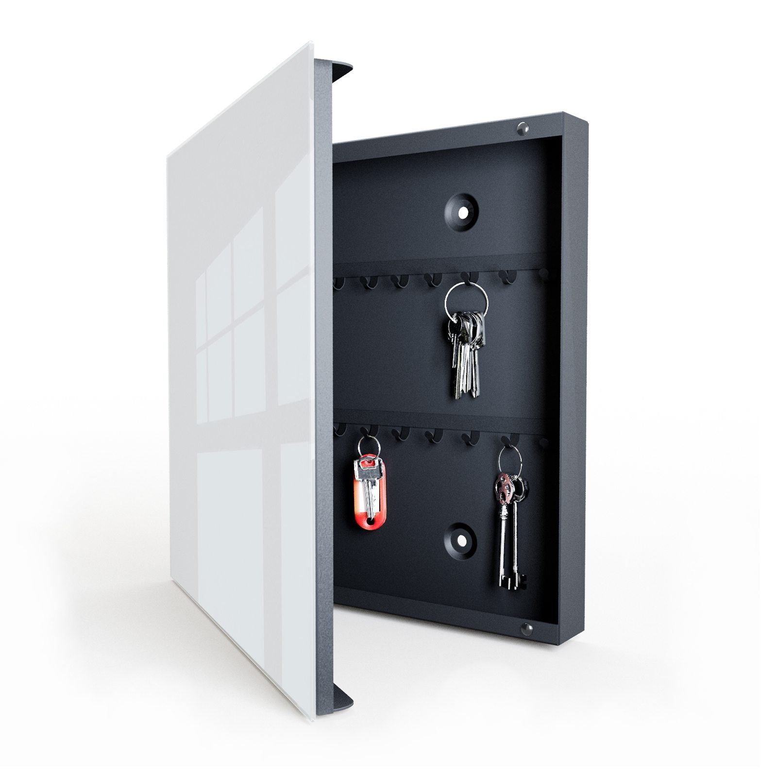 Primedeco Schlüsselkasten Dekor-Schlüsselkasten, Magnetpinnwand und Memoboard mit Glasfront Motiv Hellgrauer Hintergrund