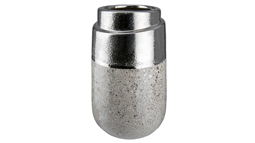 GILDE Keramik Vase Marmo H=19,5cm silber, grau