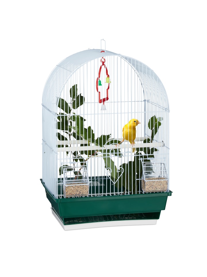 relaxdays Vogelkäfig in Weiß/Grün - (B)34,5 x (H)49,5 x (T)28 cm günstig kaufen onesize