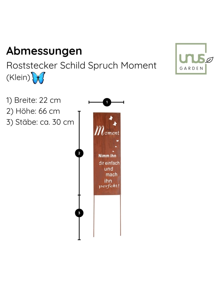 UNUS Gartenschild Rost Moment Spruch in Braun günstig kaufen
