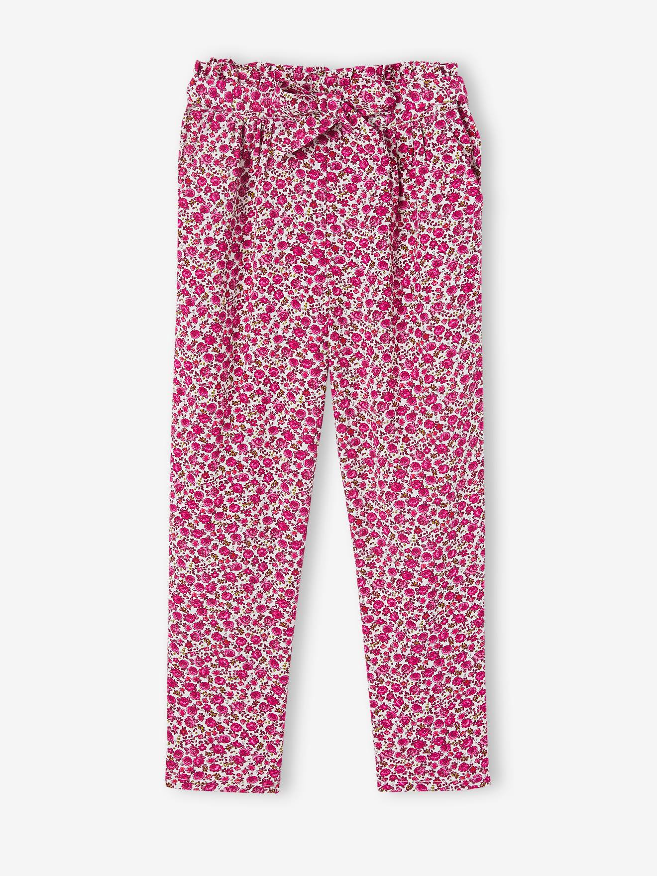 Vertbaudet Mädchen 3/4-Hose aus fließendem Stoff, Blumenprint Oeko-Tex - grün bedruckt