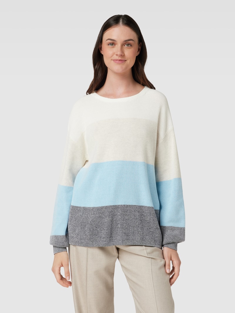 Strickpullover mit Allover-Muster in aqua blau