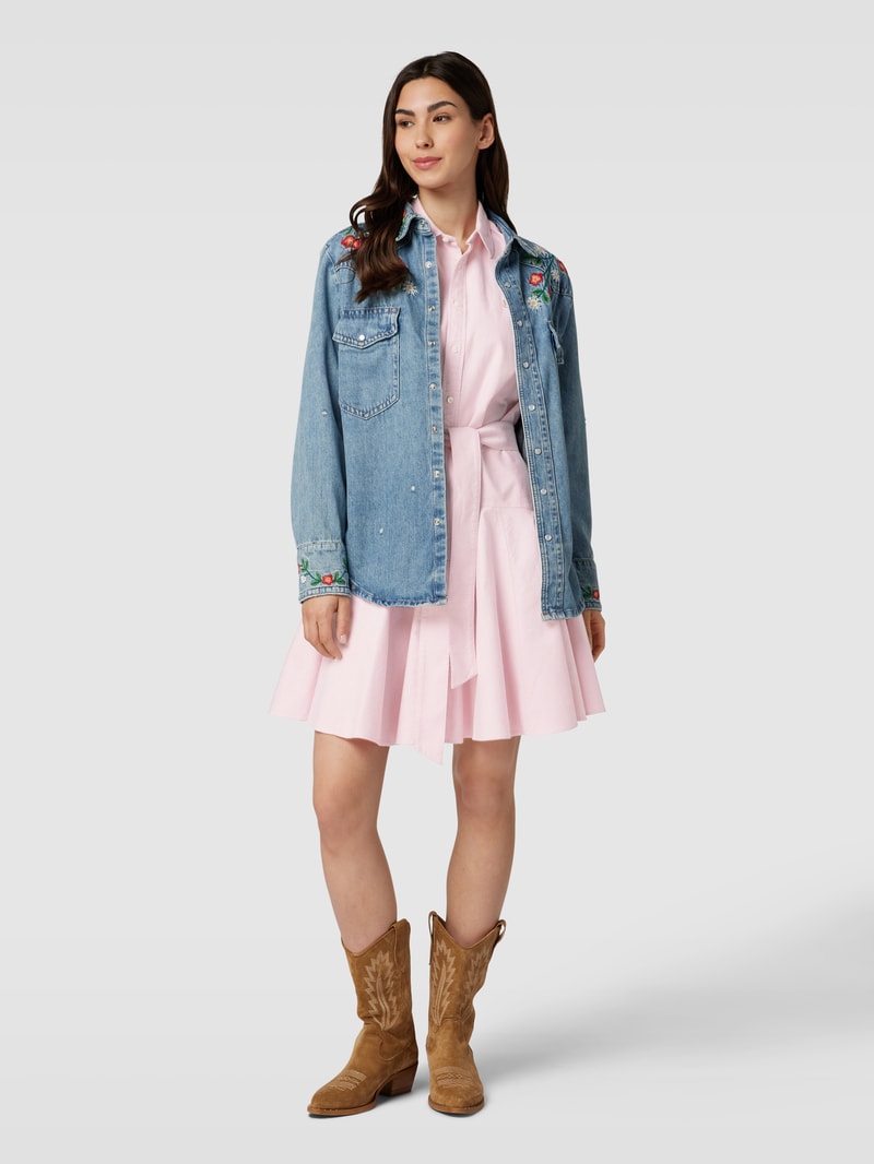 Knielanges Kleid mit Label-Stitching in pink