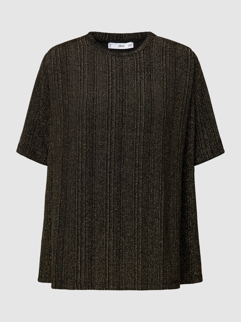 T-Shirt mit Effektgarn Modell 'XLURI' in metallic schwarz