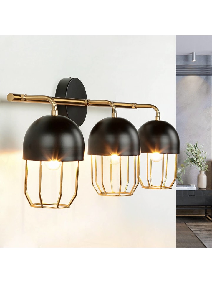 Licht-Erlebnisse Wandlampe in Schwarz Gold günstig kaufen onesize