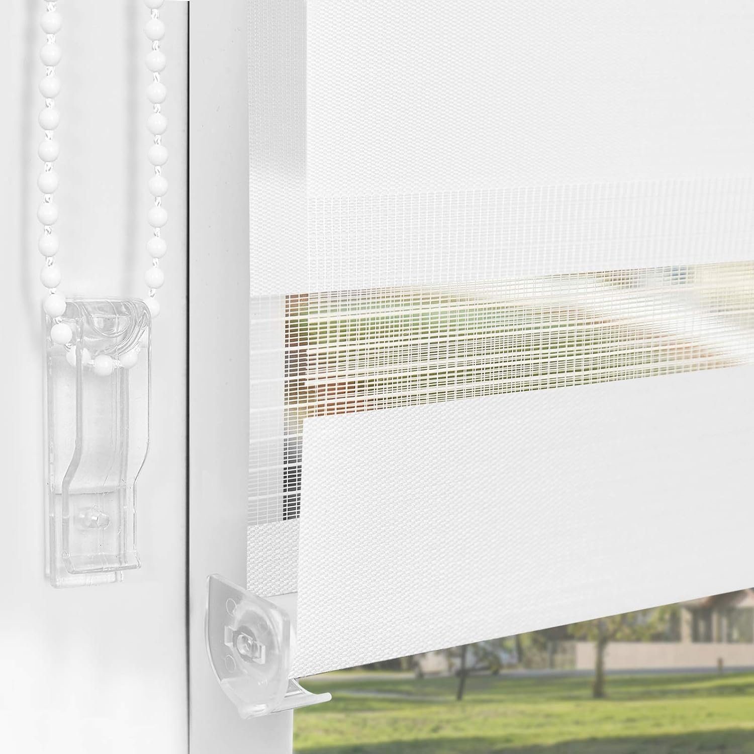 Doppelrollo Klemmfix ohne Bohren, Vkele, 230cm,freihängend Klemmträger, Klemmfix, rollos Blickdicht für Fenster und Tür