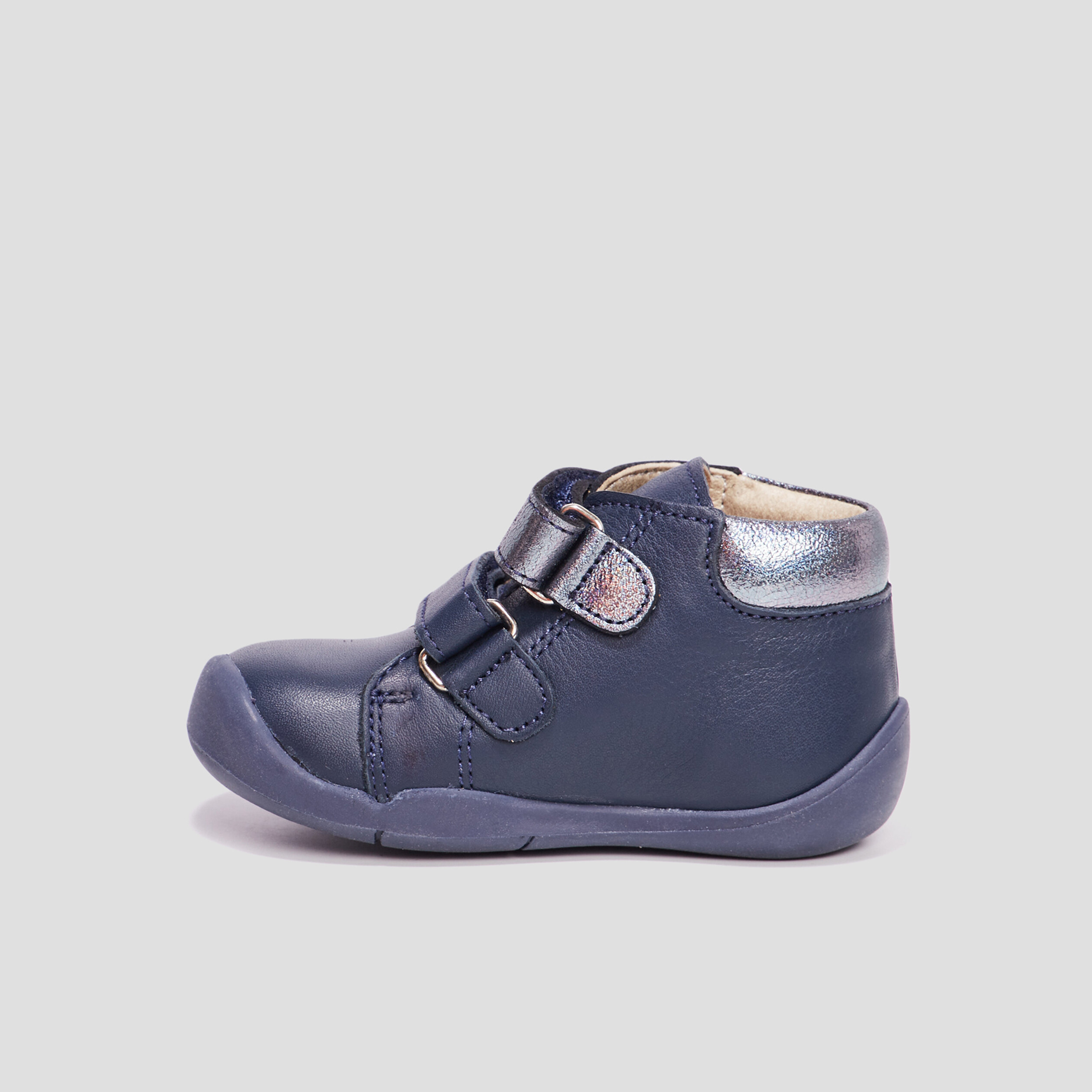 Bottillons en cuir Wakalla bleu marine bébé fille | La Halle