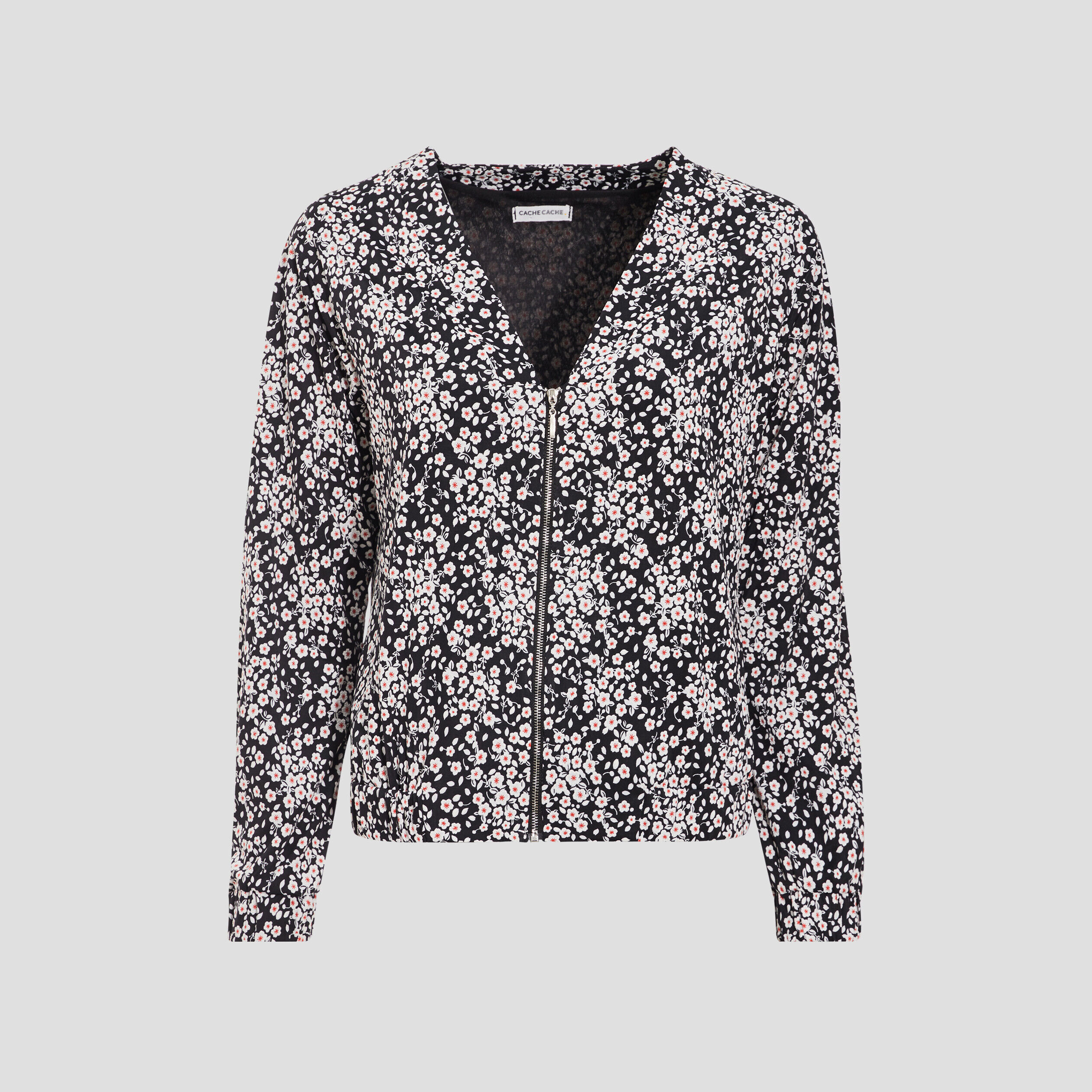 Veste teddy droite zippée noir femme | Cache Cache