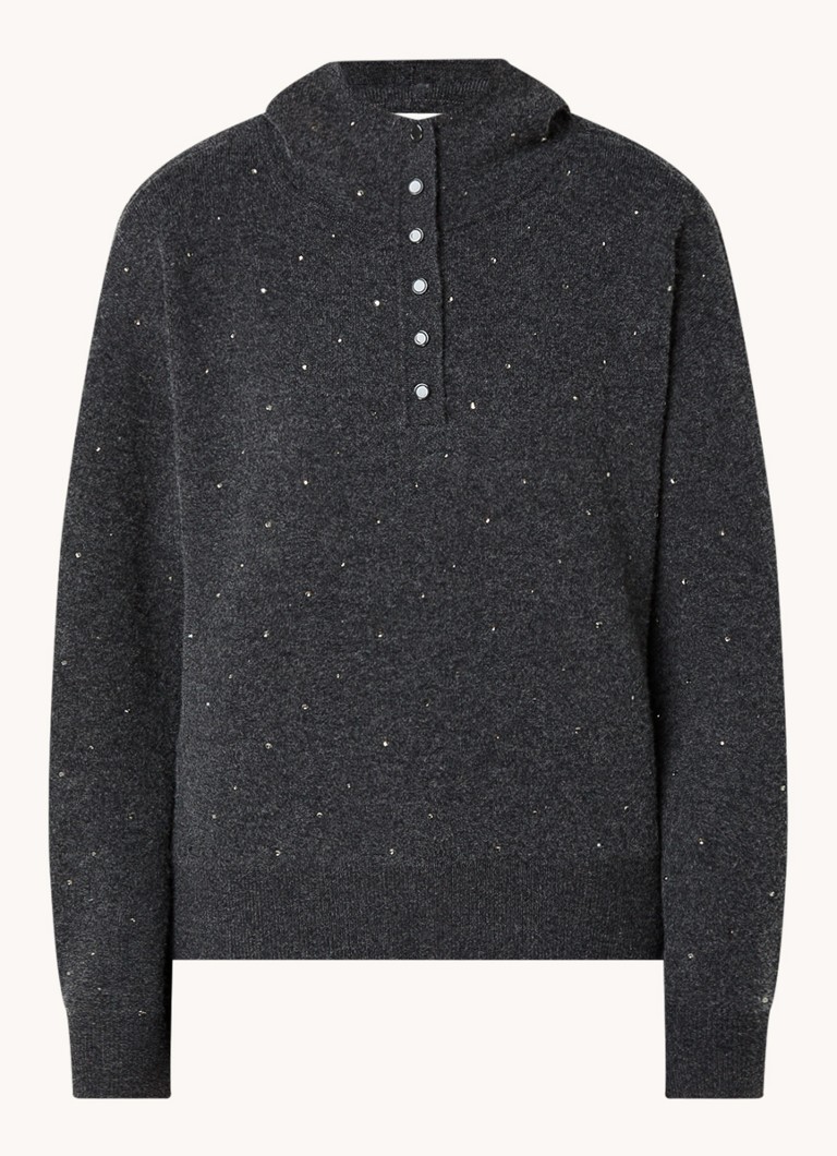 Sandro Fine-knit sweater in wool blend with rhinestones