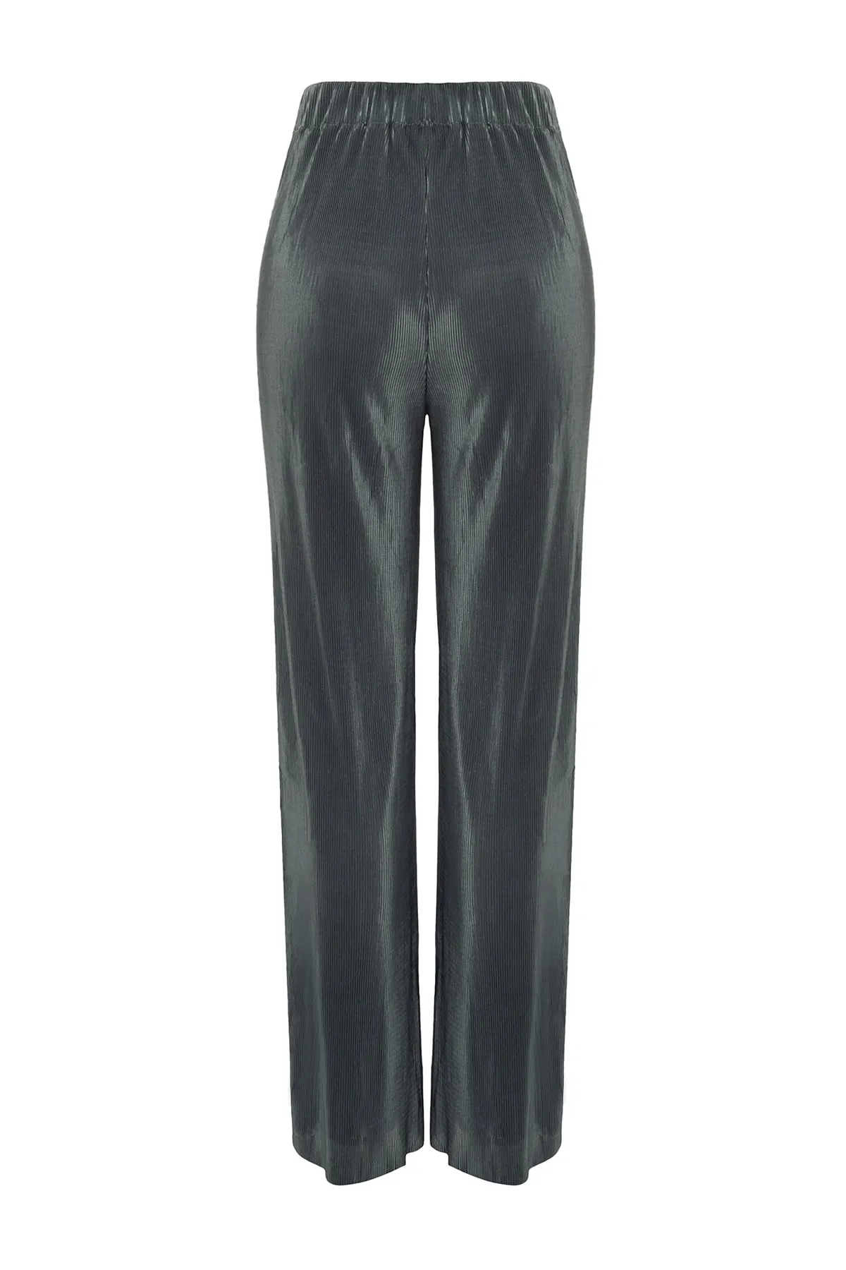 Trendyol Collection  Anthrazitfarbene, plissierte, geschlitzte, detaillierte, elastische Taille, bequemer Schnitt, Strickhose mit hoher Taille TWOSS23PL00108