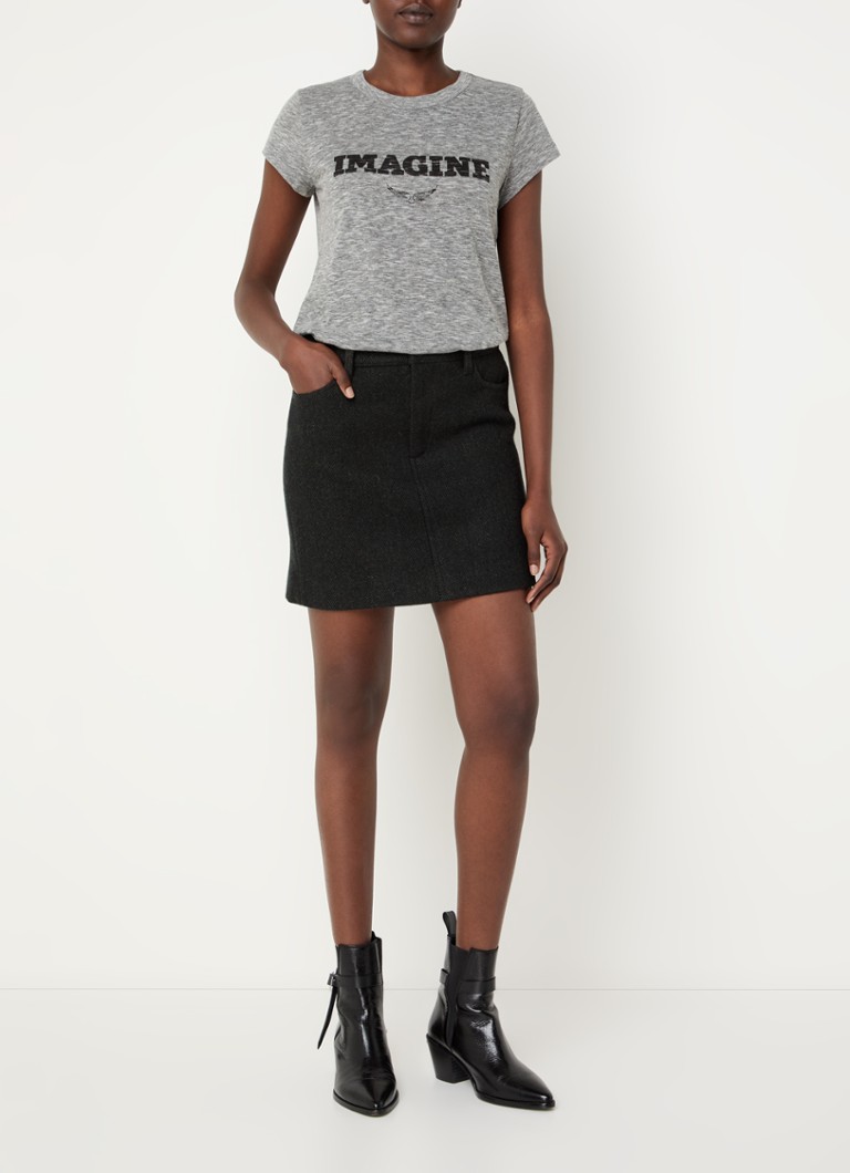 Zadig&Voltaire Joany Minirock aus Wollmischung mit Fischgrätmuster