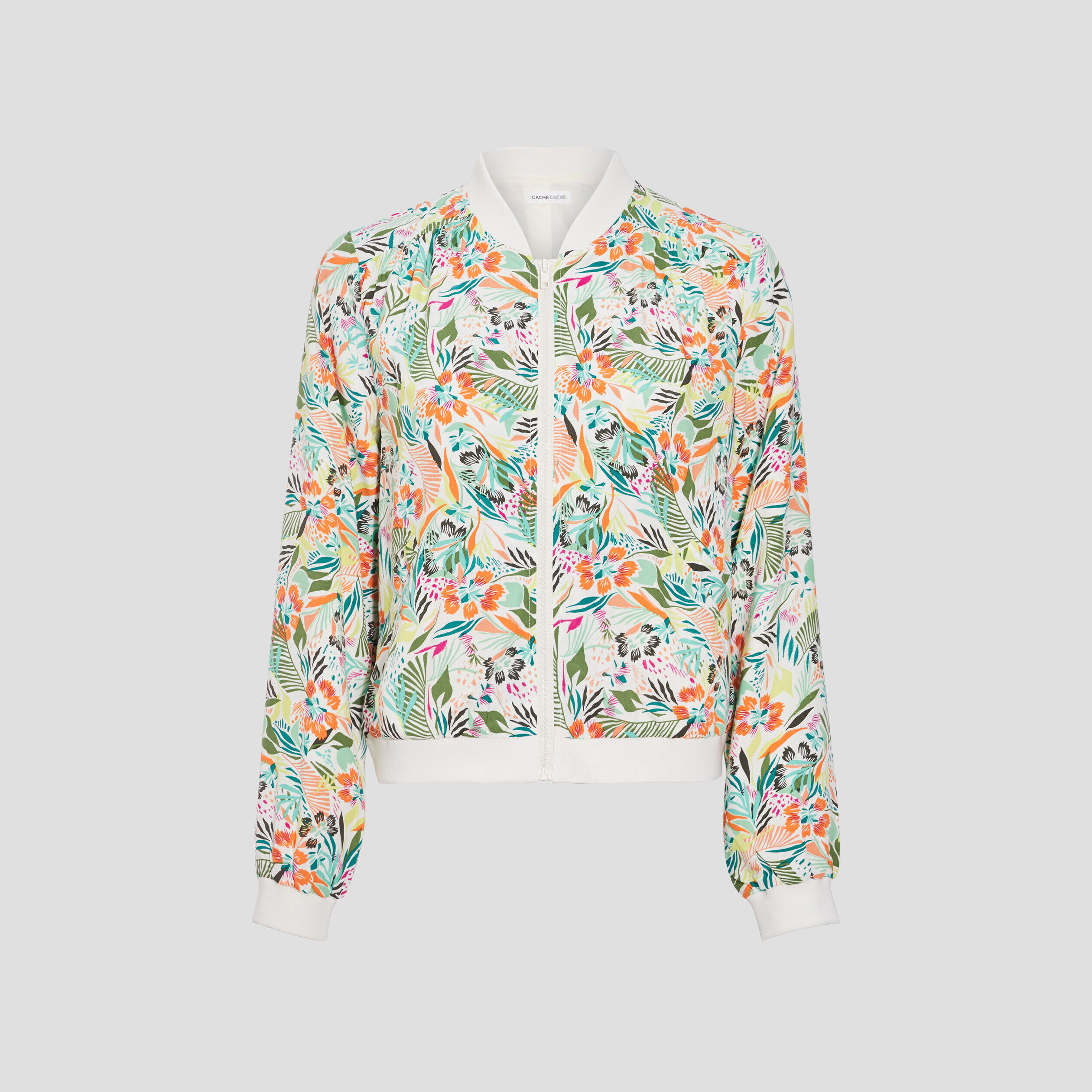 Veste teddy droite zippée blanc femme | Cache Cache