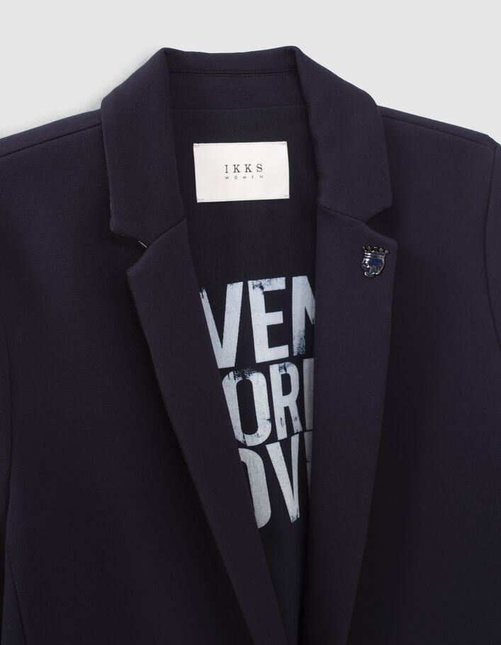 Veste tailleur marine rayures col et manches femme