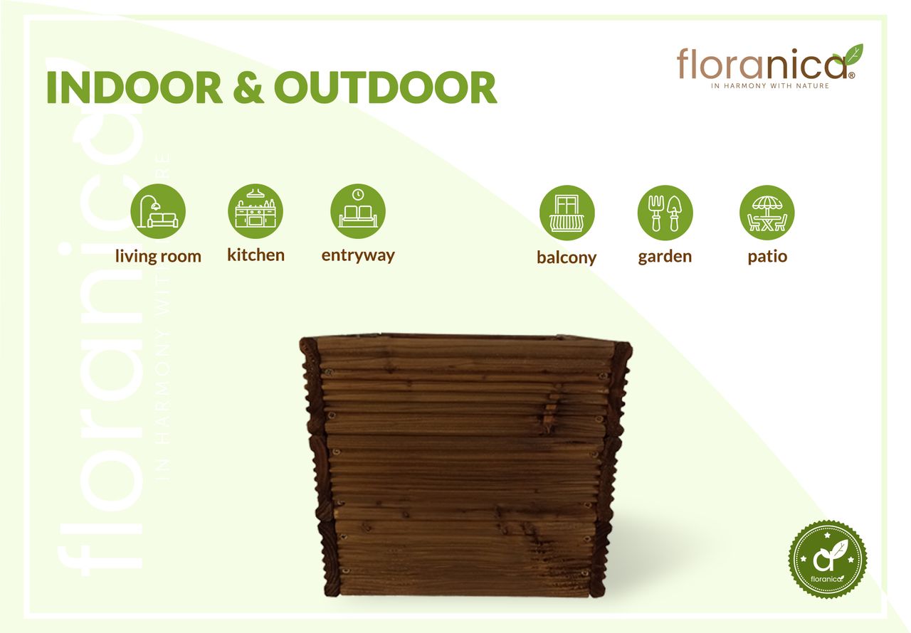 Pemicont Floranica Blumentopf aus Holz Kasten 30cm x 30cm x 285cm Braun Imprägniertes Lärchenholz Schutzhülle für Kräuter Blumen Haus- und Gartendekoration Innen- und Außenbereich EU-Produkt