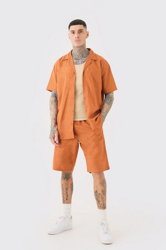 Tall Oversize Leinen-Hemd & Shorts