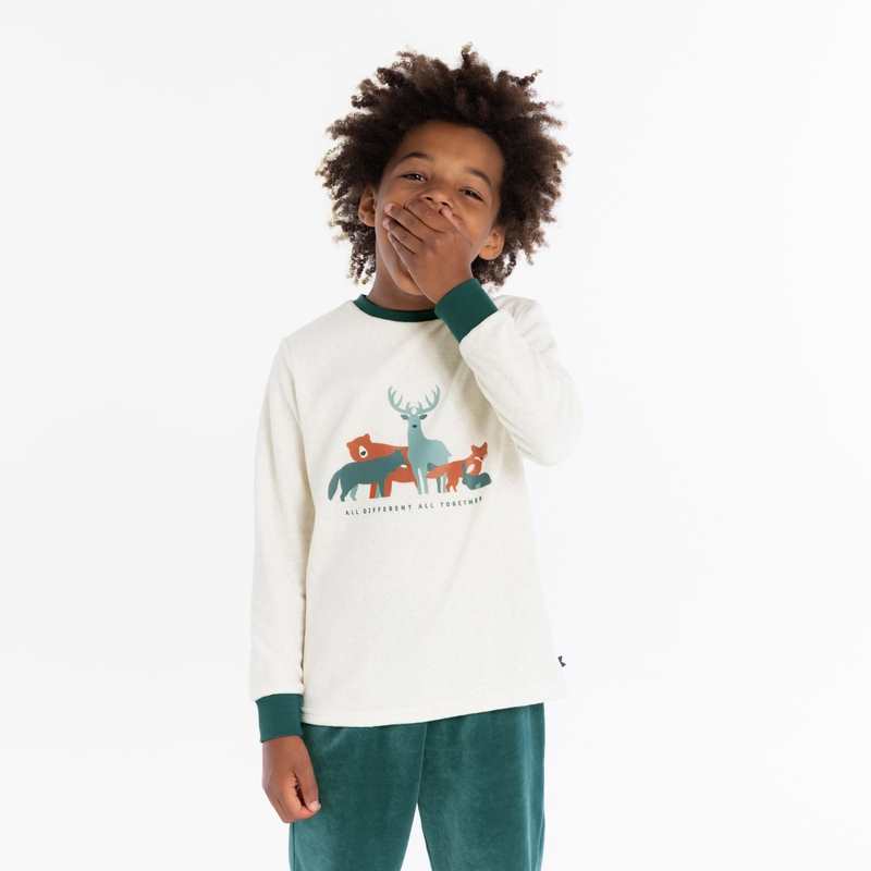 Pyjama en velours motif animaux turquoise garçon