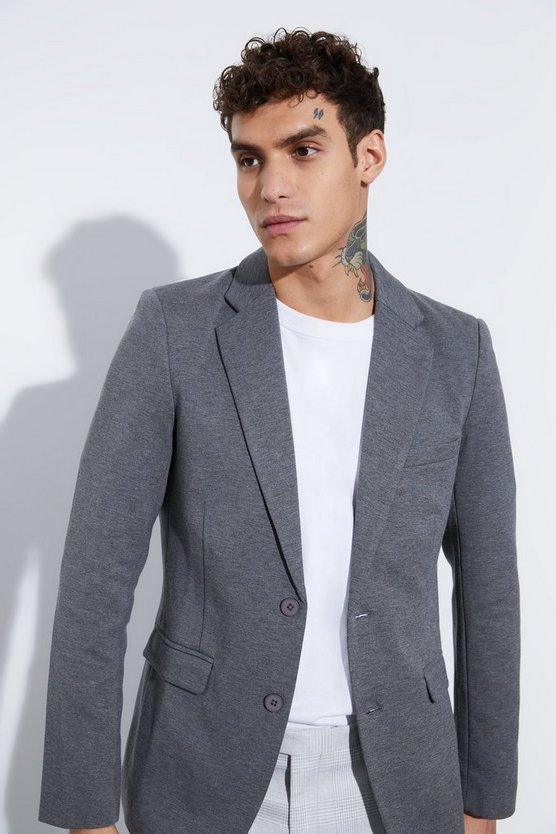 Einreihiger Skinny Jersey-Blazer