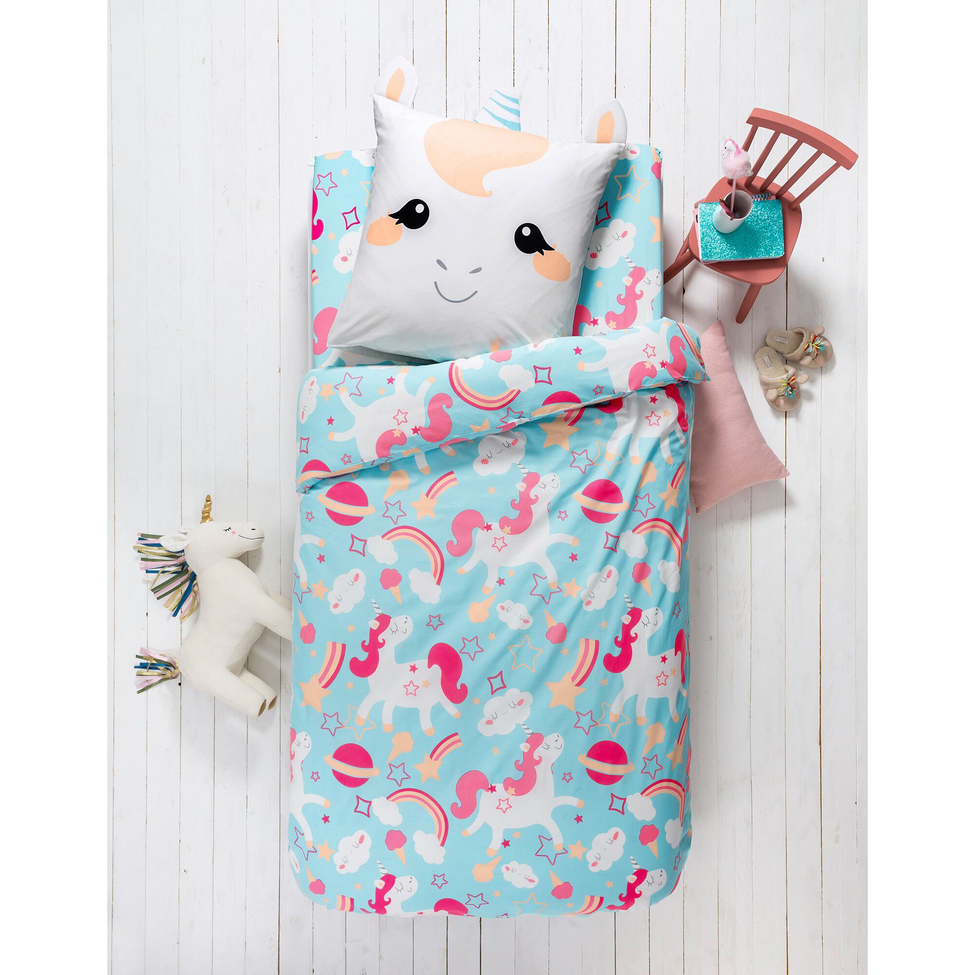 Linge de lit enfant à motif Licorne en coton biologique, éco-responsable