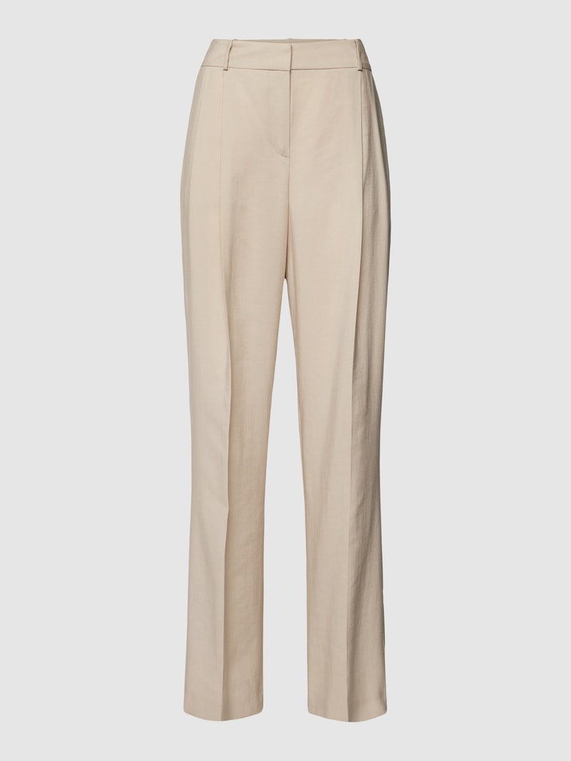 Bundfaltenhose mit Haken- und Reißverschluss in beige