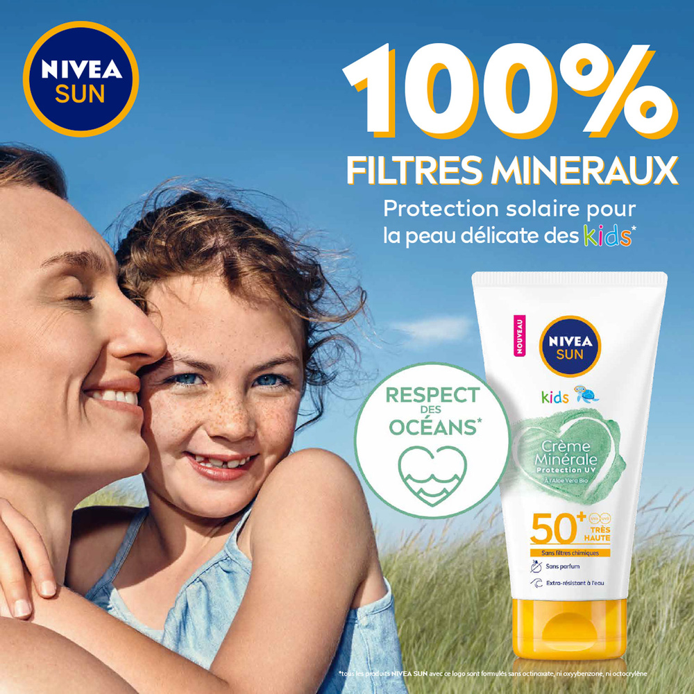 nivea Crème enfants Minérale Protection UV à l'Aloe Vera BIO FPS 50+ Protection Solaire Visage