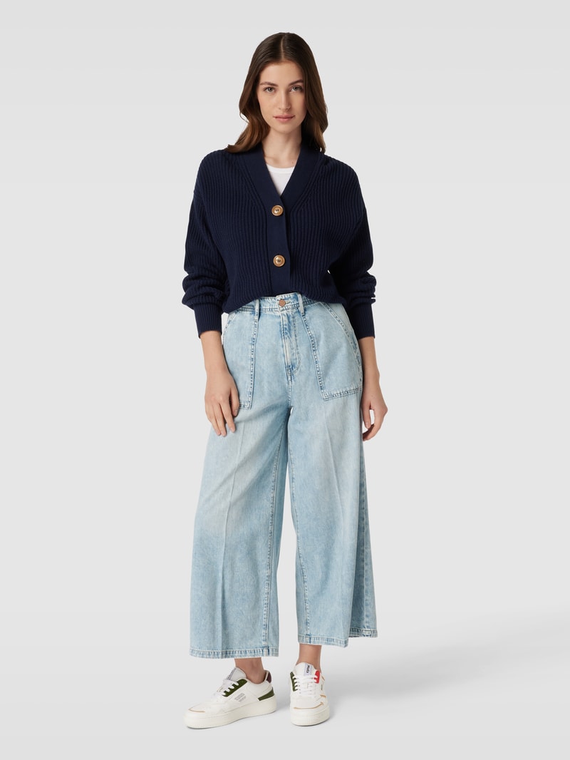 Jeans-Culotte mit Eingrifftaschen in hellblau