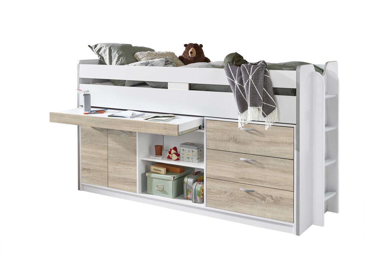 Relita Hochbett Bonny LF 90x200 cm, mit Regal, Schubladenelement und Schreibtisch