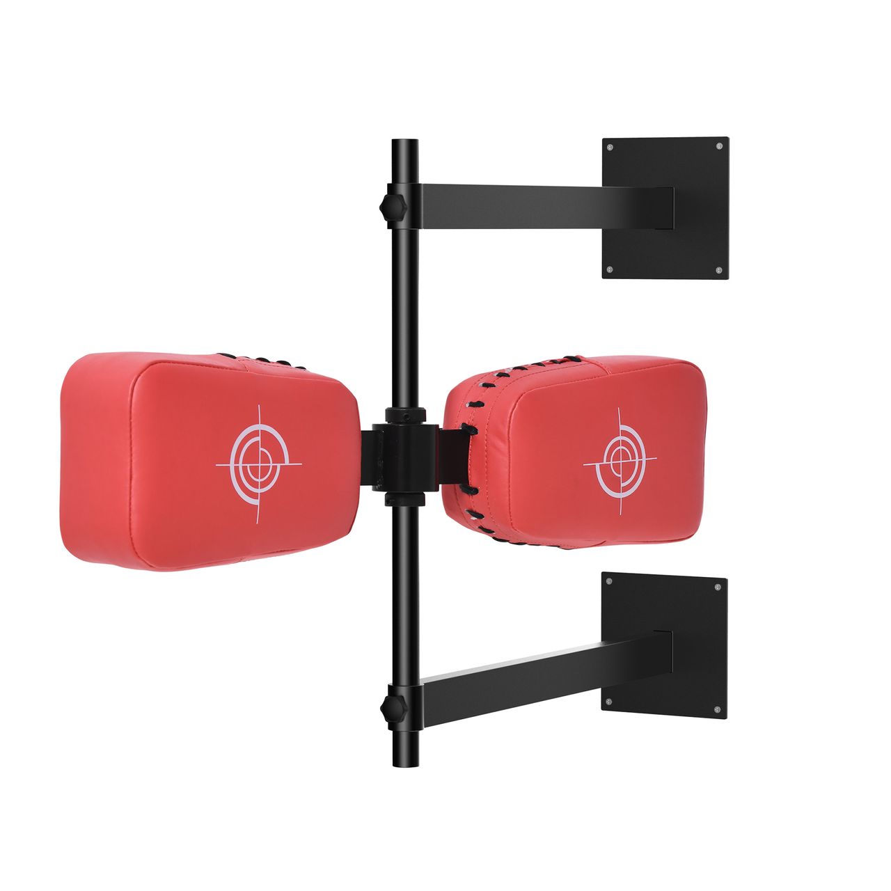 HOMCOM Schlagpolster drehbar Wandmontage Reflex Bar Punching Boxing Pad für Training Schlagkissen Kickschild Stahl Kunstleder Rot 82 x 65 x 14 cm