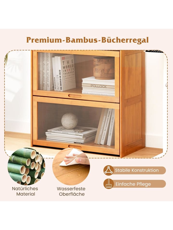 COSTWAY 4 stöckiges Bücherregal 69 x 34 x 140 cm in Hellbraun günstig kaufen onesize