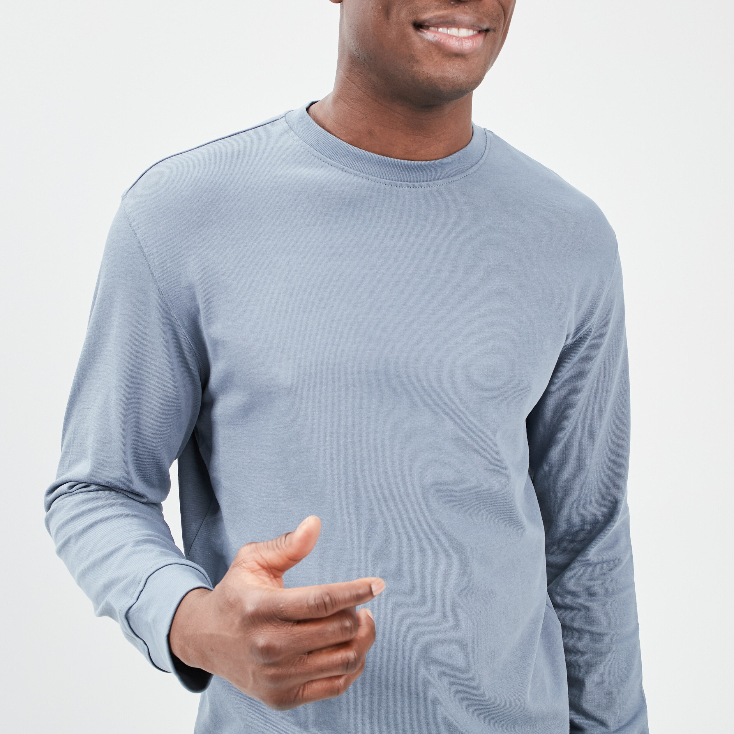 T-shirt manches longues bleu gris homme | La Halle