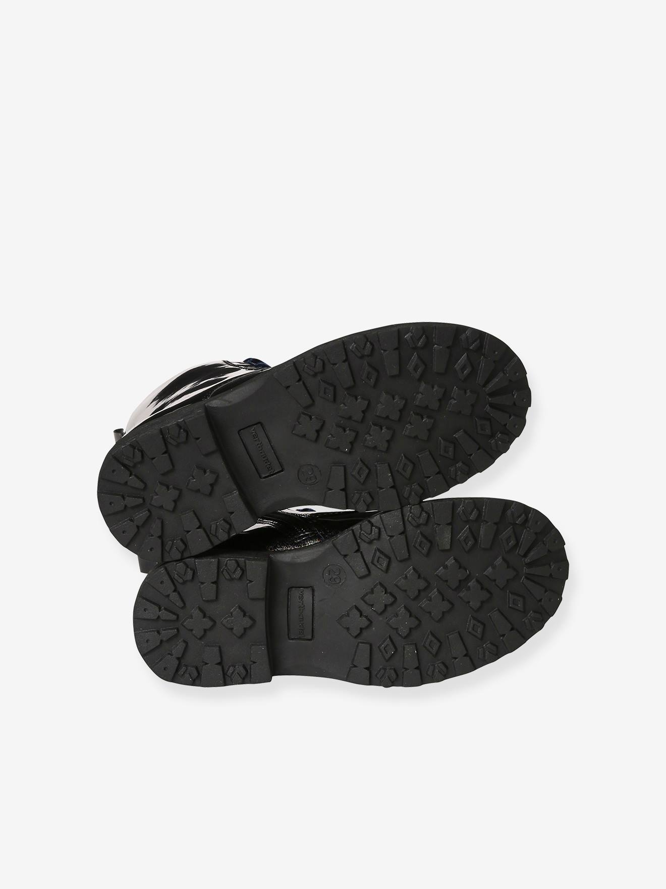 Boots vernies lacées et zippées fille noir