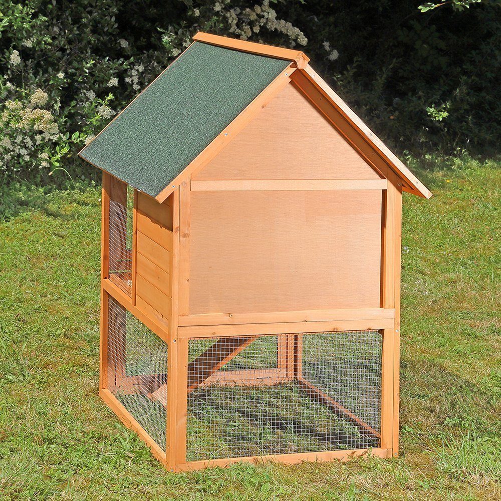 Melko Kleintierstall Kleintierstall Hasenstall Hühnerstall 2 Etagen Kaninchenstall Braun Kaninchen Käfig Gehege Stall Kaninchenkäfig Hasenkäfig Holz Freigehege, offener Boden